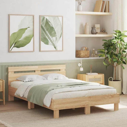 Bed Frame with LED without Mattress Sonoma Oak 120 x 190 cm