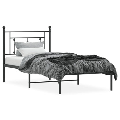 vidaXL Metal Bed Frame without Mattress with Headboard Black 90x190cm 3