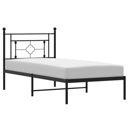 vidaXL Metal Bed Frame without Mattress with Headboard Black 90x200cm 2
