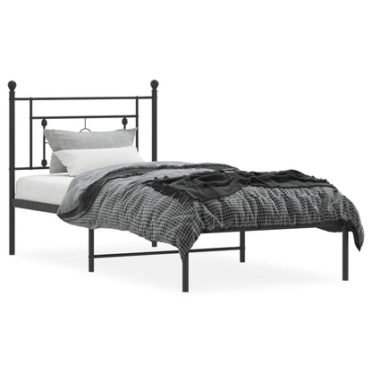 vidaXL Metal Bed Frame without Mattress with Headboard Black 90x200cm 3