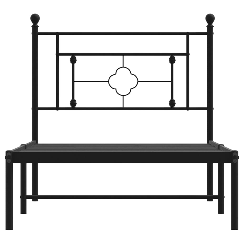 vidaXL Metal Bed Frame without Mattress with Headboard Black 90x200cm 5