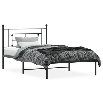 vidaXL Metal Bed Frame without Mattress with Headboard Black 107x203cm 3