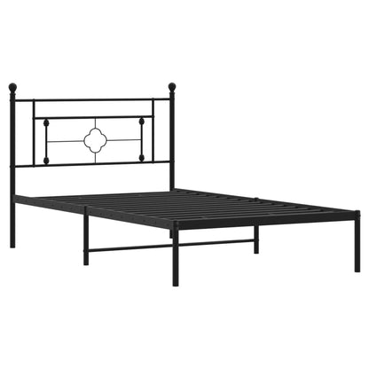 vidaXL Metal Bed Frame without Mattress with Headboard Black 107x203cm 4