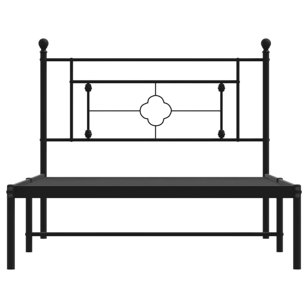 vidaXL Metal Bed Frame without Mattress with Headboard Black 107x203cm 5