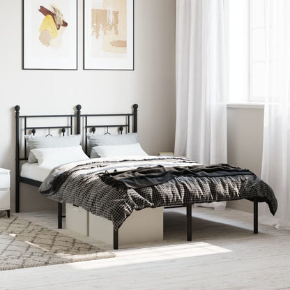 vidaXL Metal Bed Frame without Mattress with Headboard Black 120x190cm 1