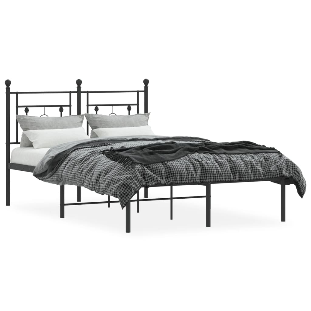 vidaXL Metal Bed Frame without Mattress with Headboard Black 120x200cm 3