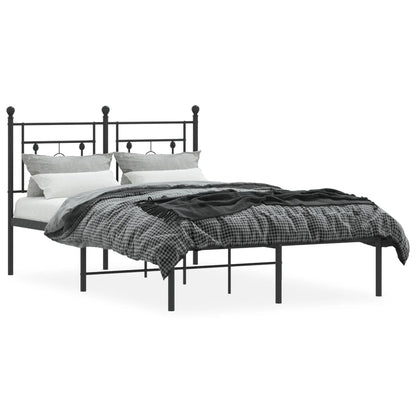 vidaXL Metal Bed Frame without Mattress with Headboard Black 120x200cm 3