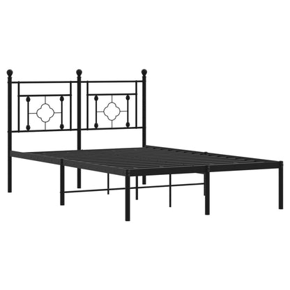 vidaXL Metal Bed Frame without Mattress with Headboard Black 120x200cm 4
