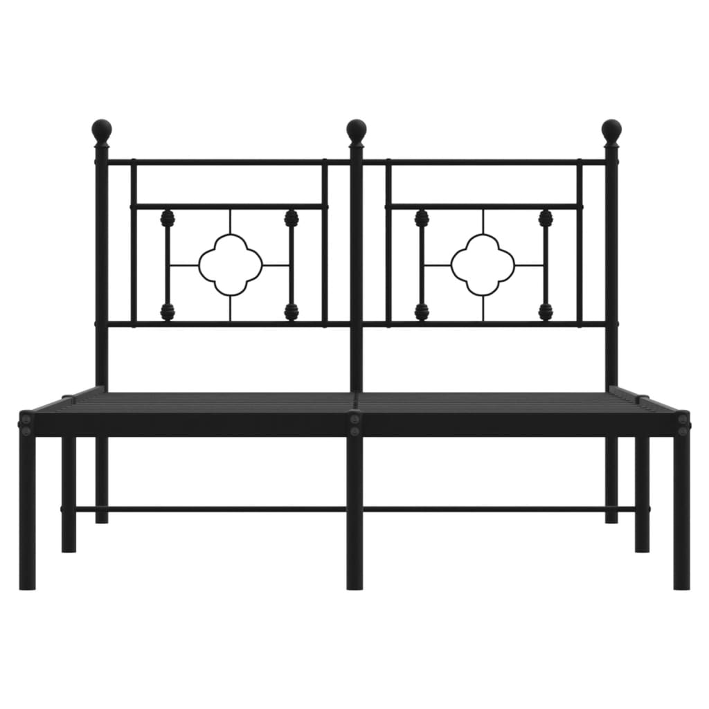 vidaXL Metal Bed Frame without Mattress with Headboard Black 120x200cm 5