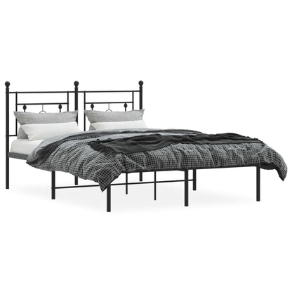 vidaXL Metal Bed Frame without Mattress with Headboard Black 135x190cm 3