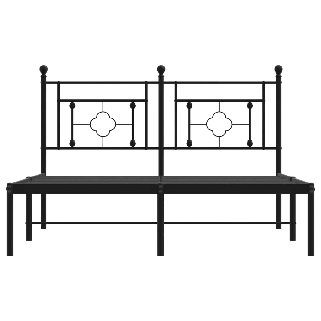 vidaXL Metal Bed Frame without Mattress with Headboard Black 135x190cm 5