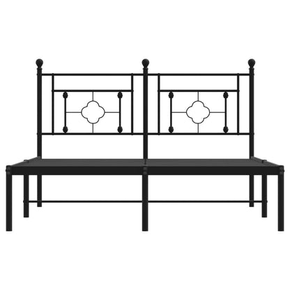 vidaXL Metal Bed Frame without Mattress with Headboard Black 135x190cm 5