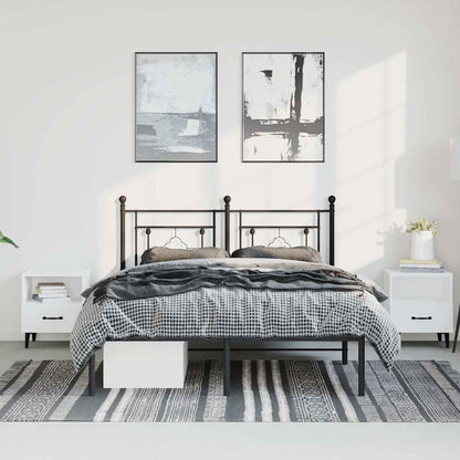 vidaXL Metal Bed Frame without Mattress with Headboard Black 150x200cm 3