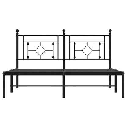 vidaXL Metal Bed Frame without Mattress with Headboard Black 150x200cm 6