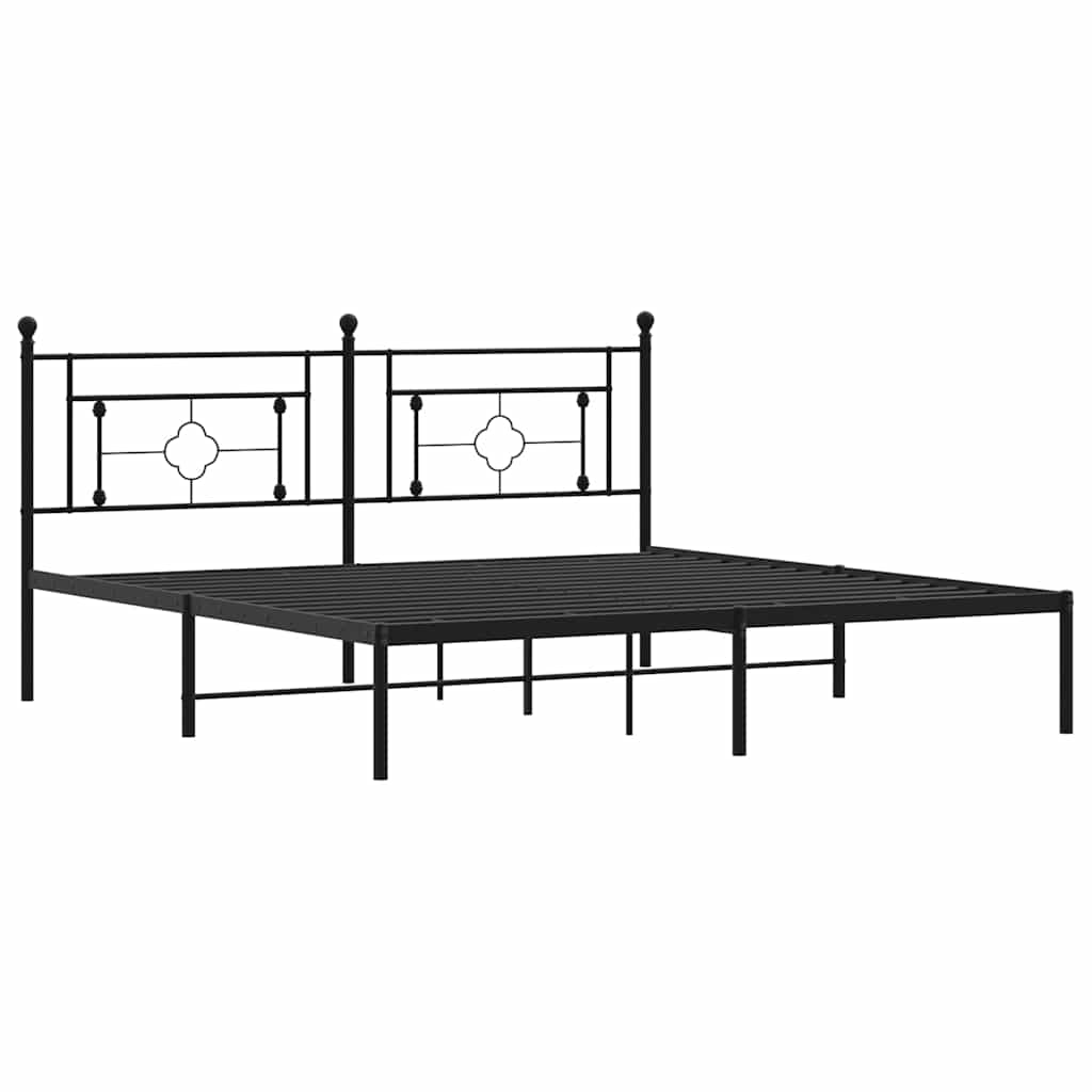 vidaXL Metal Bed Frame without Mattress with Headboard Black 183x213cm 3