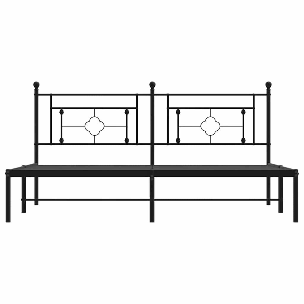 vidaXL Metal Bed Frame without Mattress with Headboard Black 183x213cm 4