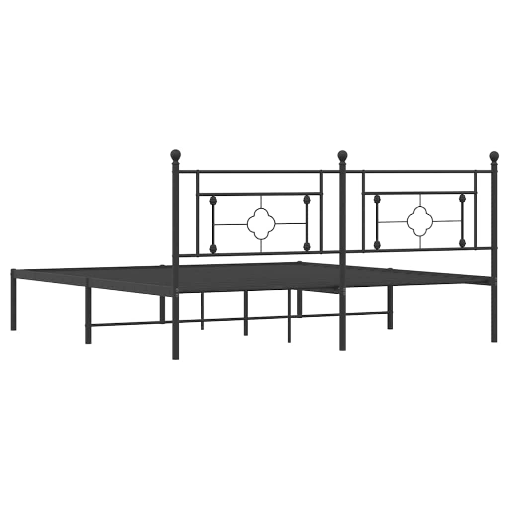 vidaXL Metal Bed Frame without Mattress with Headboard Black 183x213cm 5