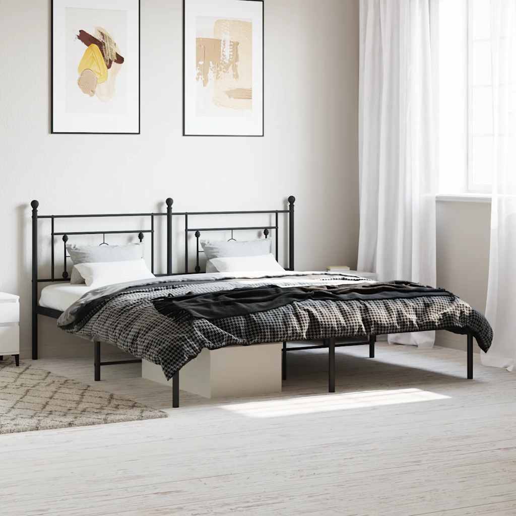 vidaXL Metal Bed Frame without Mattress with Headboard Black 183x213cm 1