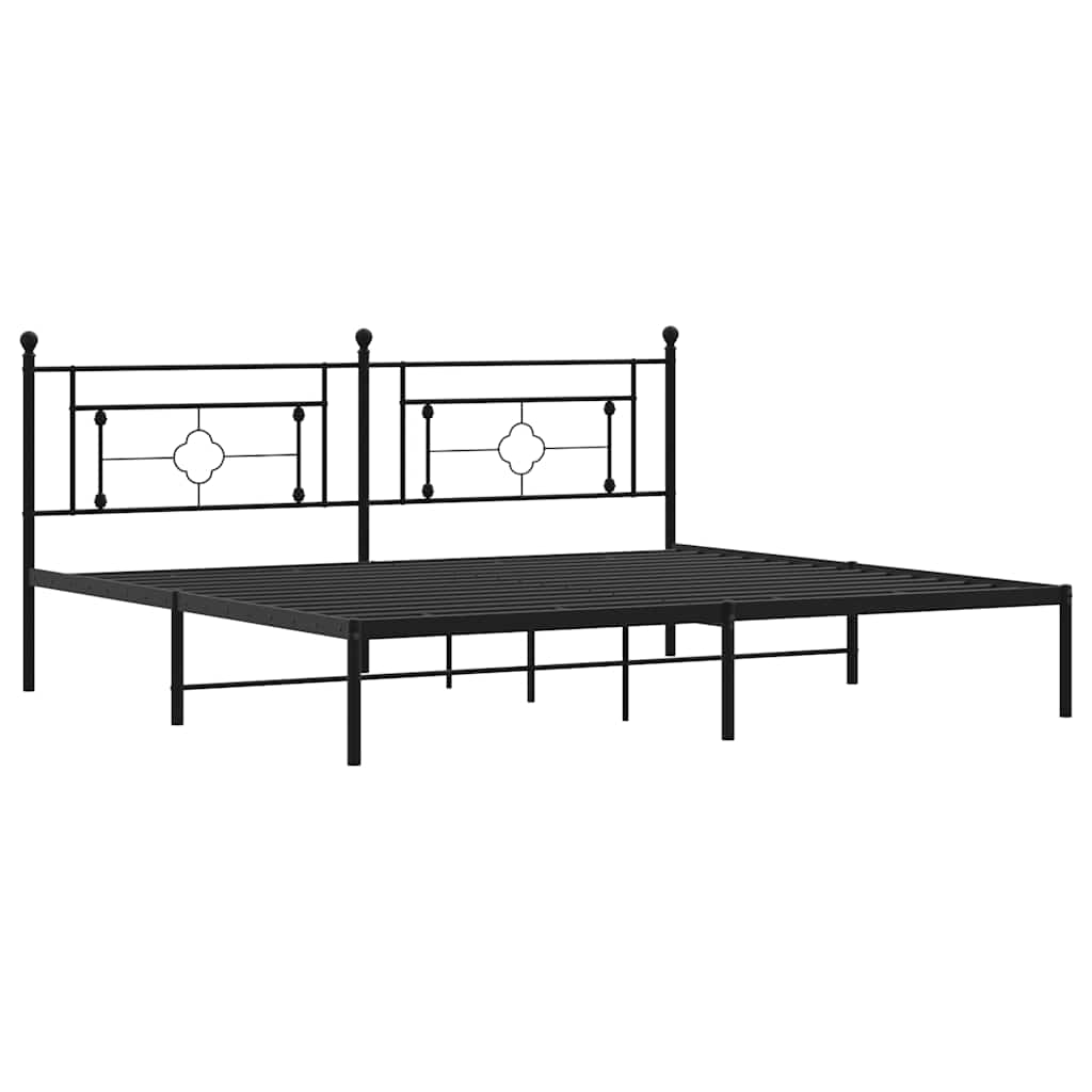 vidaXL Metal Bed Frame without Mattress with Headboard Black 193x203cm 3