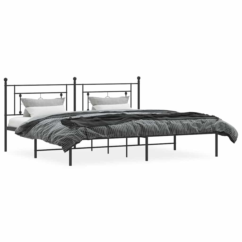 vidaXL Metal Bed Frame without Mattress with Headboard Black 193x203cm 4