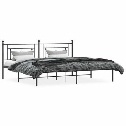 vidaXL Metal Bed Frame without Mattress with Headboard Black 193x203cm 4