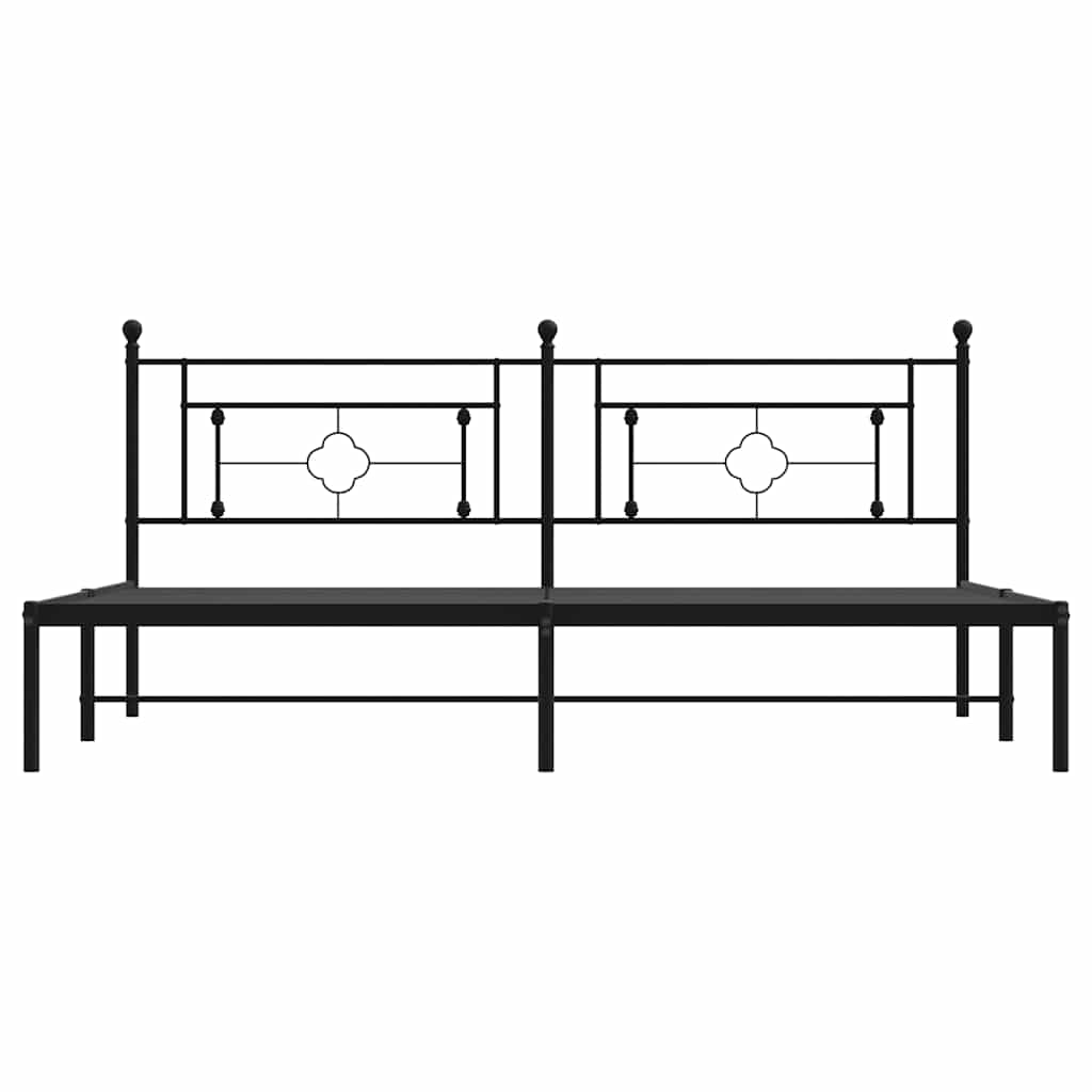 vidaXL Metal Bed Frame without Mattress with Headboard Black 193x203cm 5