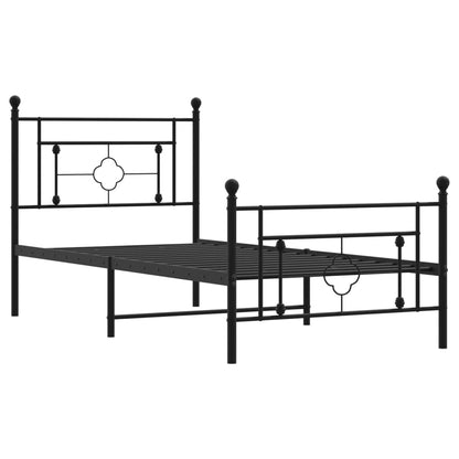 vidaXL Metal Bed Frame without Mattress with Footboard Black 90x190cm 4