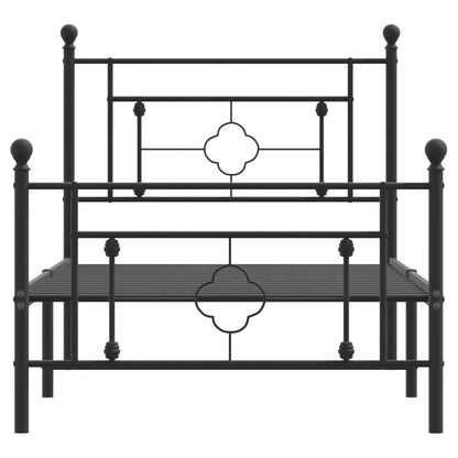 vidaXL Metal Bed Frame without Mattress with Footboard Black 90x190cm 5
