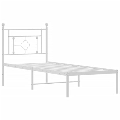 vidaXL Metal Bed Frame without Mattress with Headboard White 75x190cm 4