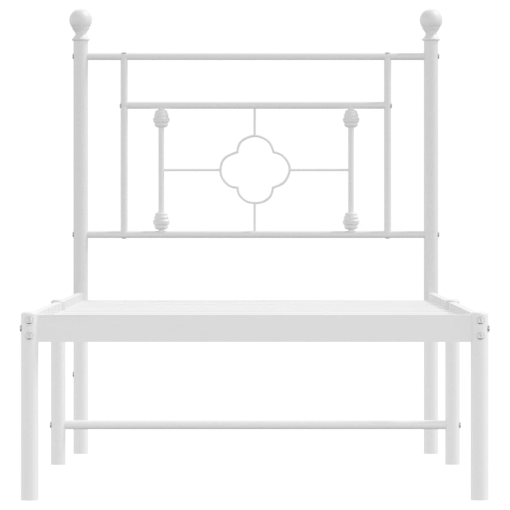 vidaXL Metal Bed Frame without Mattress with Headboard White 75x190cm 5