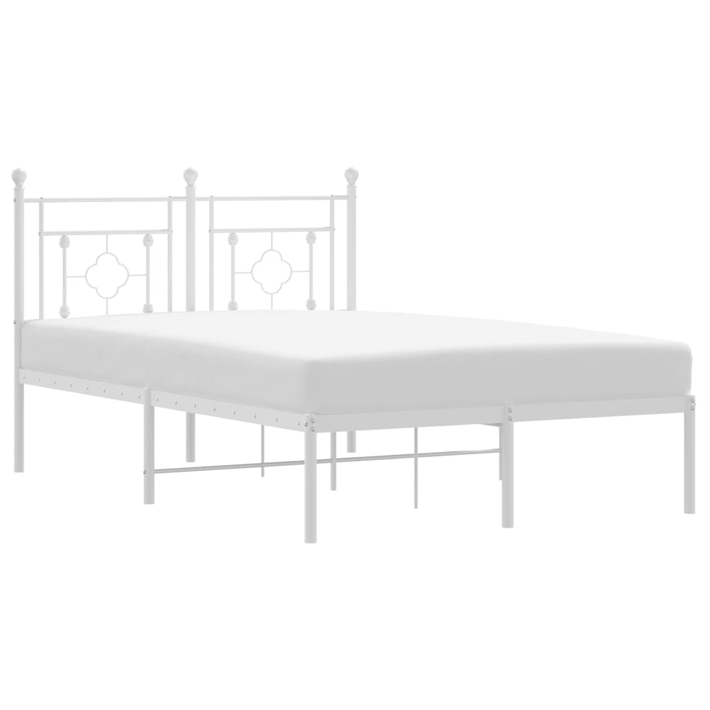 vidaXL Metal Bed Frame without Mattress with Headboard White 120x200cm 2