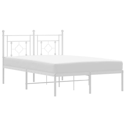 vidaXL Metal Bed Frame without Mattress with Headboard White 120x200cm 2