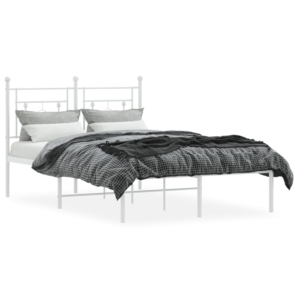 vidaXL Metal Bed Frame without Mattress with Headboard White 120x200cm 3
