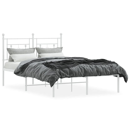 vidaXL Metal Bed Frame without Mattress with Headboard White 120x200cm 3