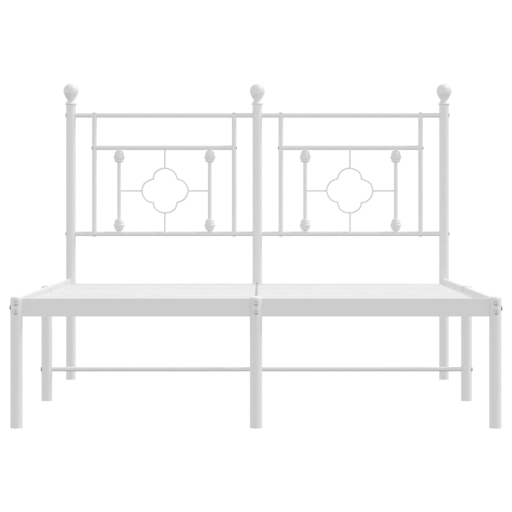 vidaXL Metal Bed Frame without Mattress with Headboard White 120x200cm 5
