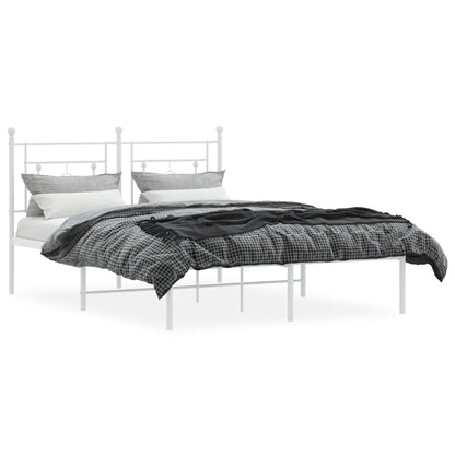 vidaXL Metal Bed Frame without Mattress with Headboard White 135x190cm 3