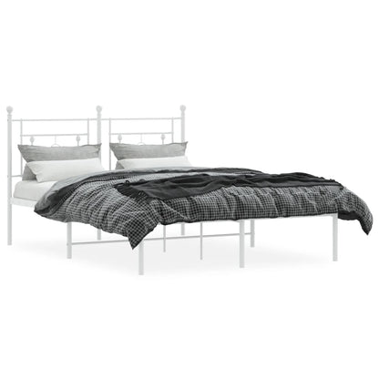 vidaXL Metal Bed Frame without Mattress with Headboard White 140x190cm 3