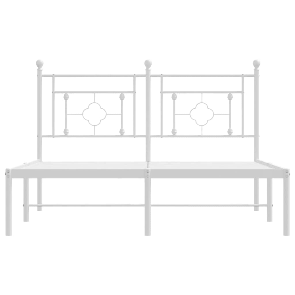 vidaXL Metal Bed Frame without Mattress with Headboard White 140x190cm 5