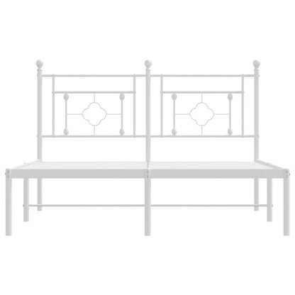 vidaXL Metal Bed Frame without Mattress with Headboard White 140x190cm 5