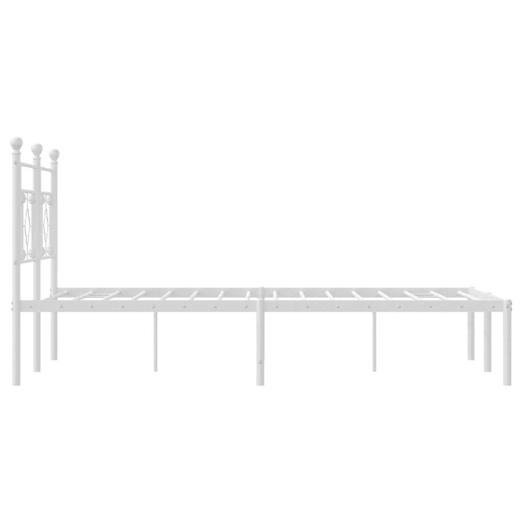 vidaXL Metal Bed Frame without Mattress with Headboard White 140x190cm 6