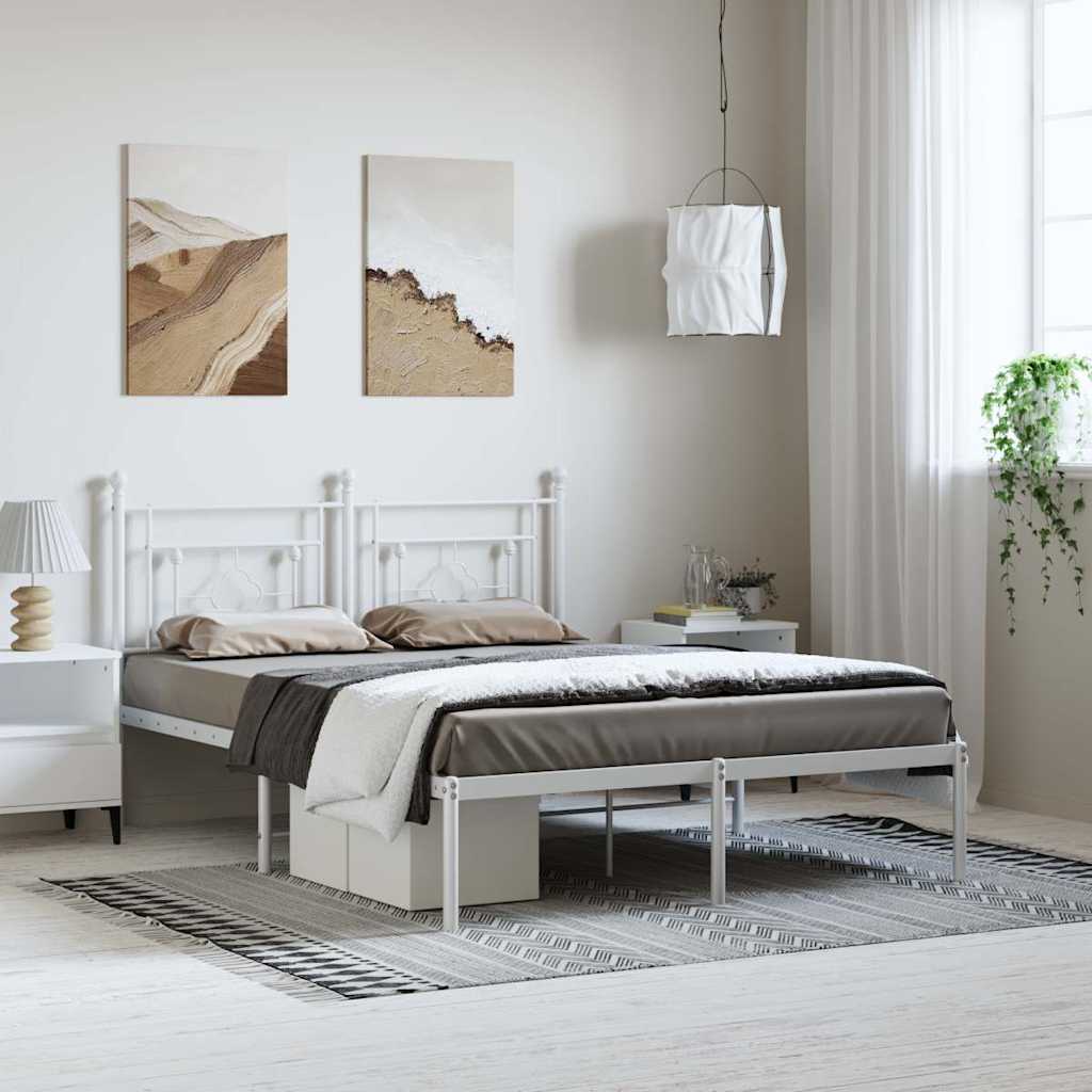 vidaXL Metal Bed Frame without Mattress With headboard White