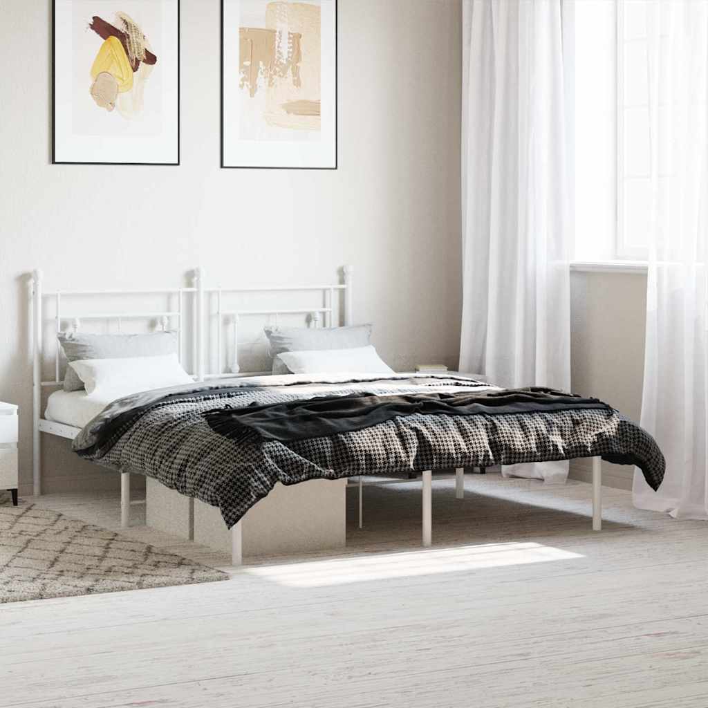 vidaXL Metal Bed Frame without Mattress With headboard White