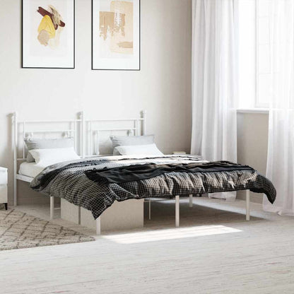 vidaXL Metal Bed Frame without Mattress With headboard White