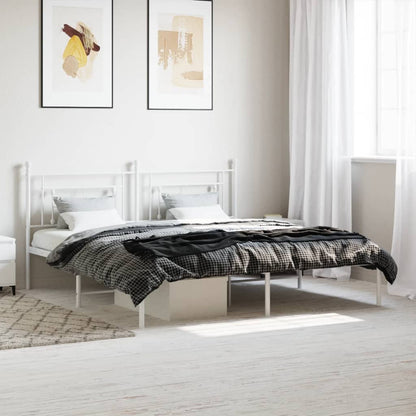 vidaXL Metal Bed Frame without Mattress With headboard White
