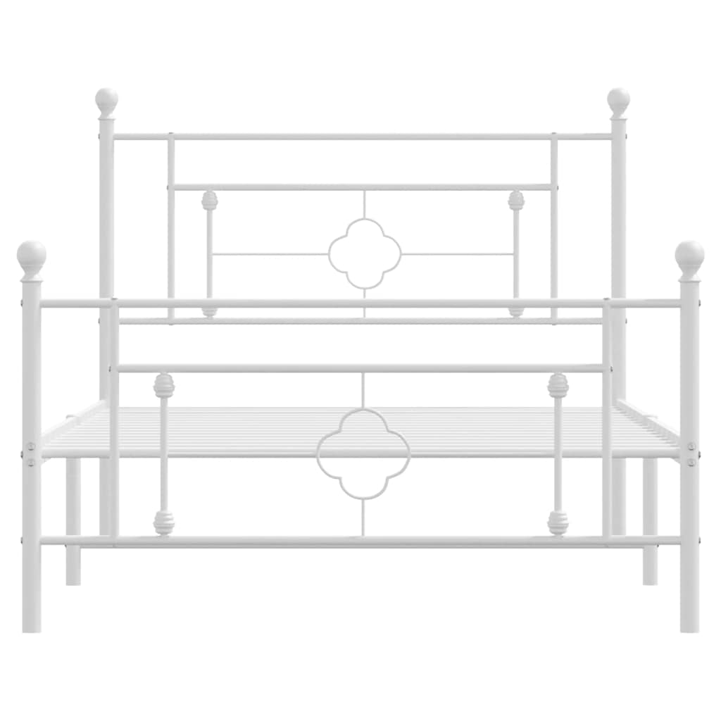 vidaXL Metal Bed Frame without Mattress with Footboard White 107x203cm 5