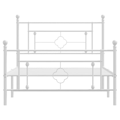 vidaXL Metal Bed Frame without Mattress with Footboard White 107x203cm 5