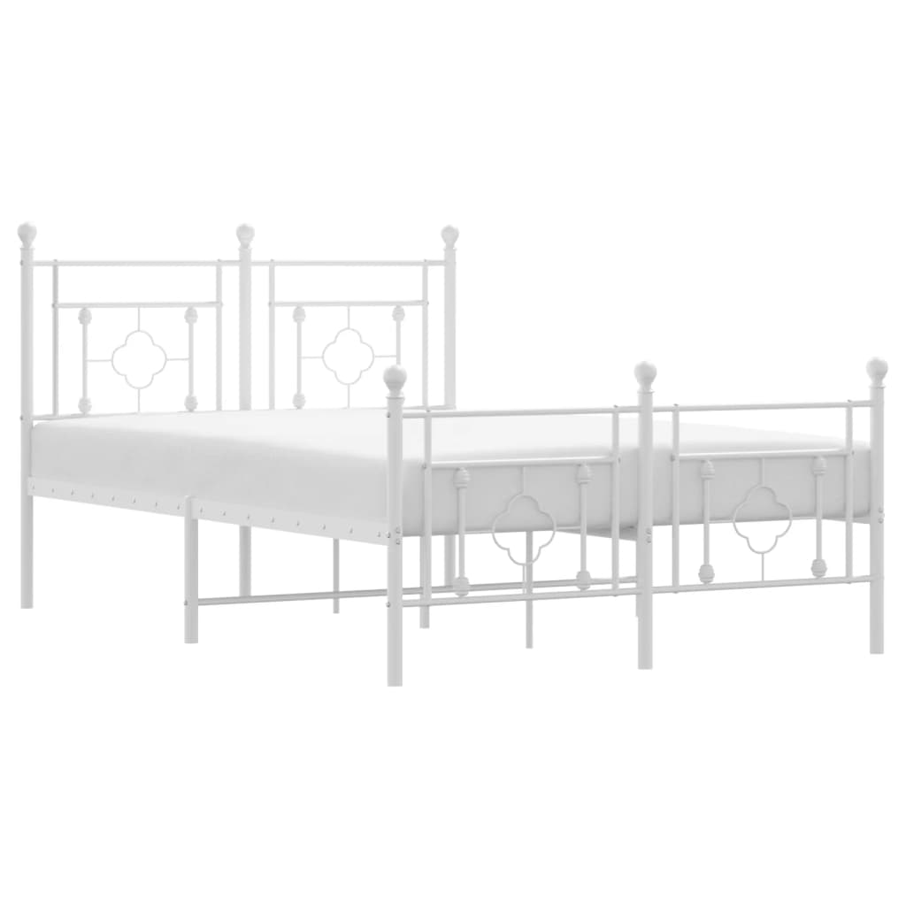 vidaXL Metal Bed Frame without Mattress with Footboard White 120x190cm 2