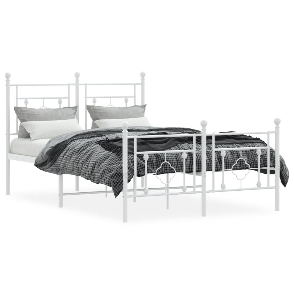 vidaXL Metal Bed Frame without Mattress with Footboard White 120x190cm 3