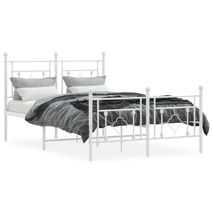 vidaXL Metal Bed Frame without Mattress with Footboard White 120x190cm 3