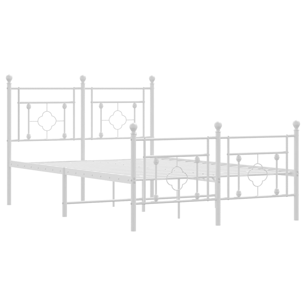 vidaXL Metal Bed Frame without Mattress with Footboard White 120x190cm 4